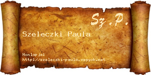 Szeleczki Paula névjegykártya